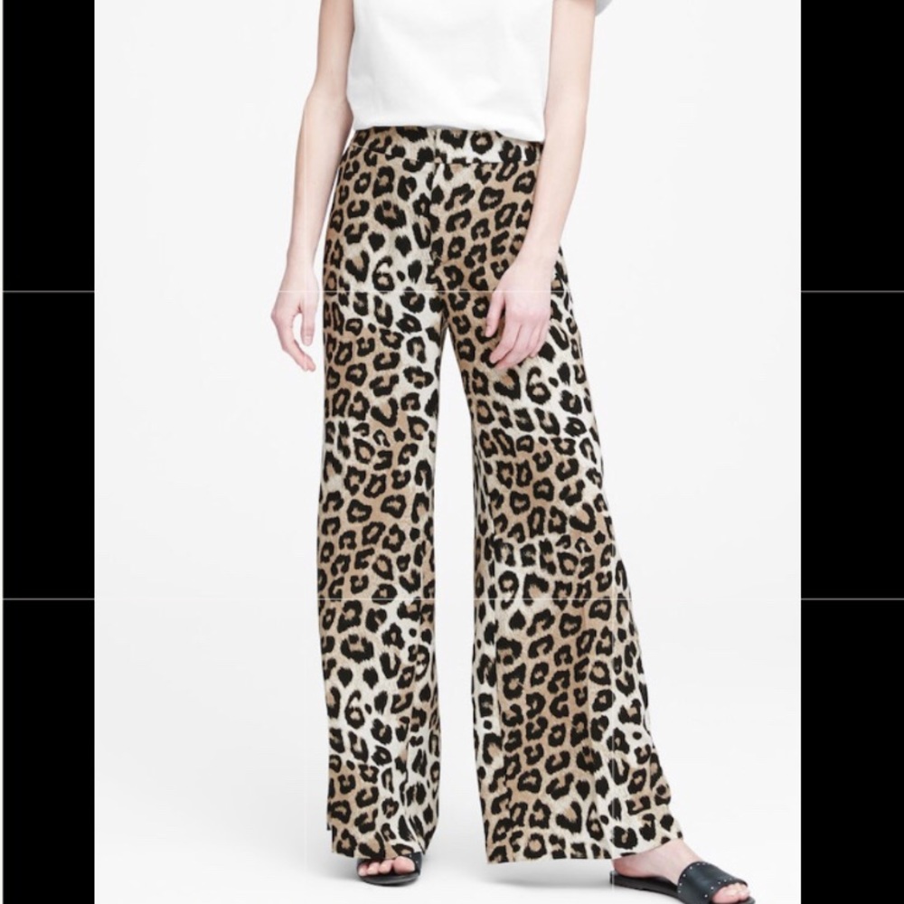 Banana Republic Leopard High Rise Wide Leg Pants